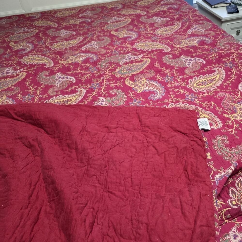 Noble Excellence Vintage Red Floral Patchwork Quilt King Size 108x94" - Picture 13 of 16